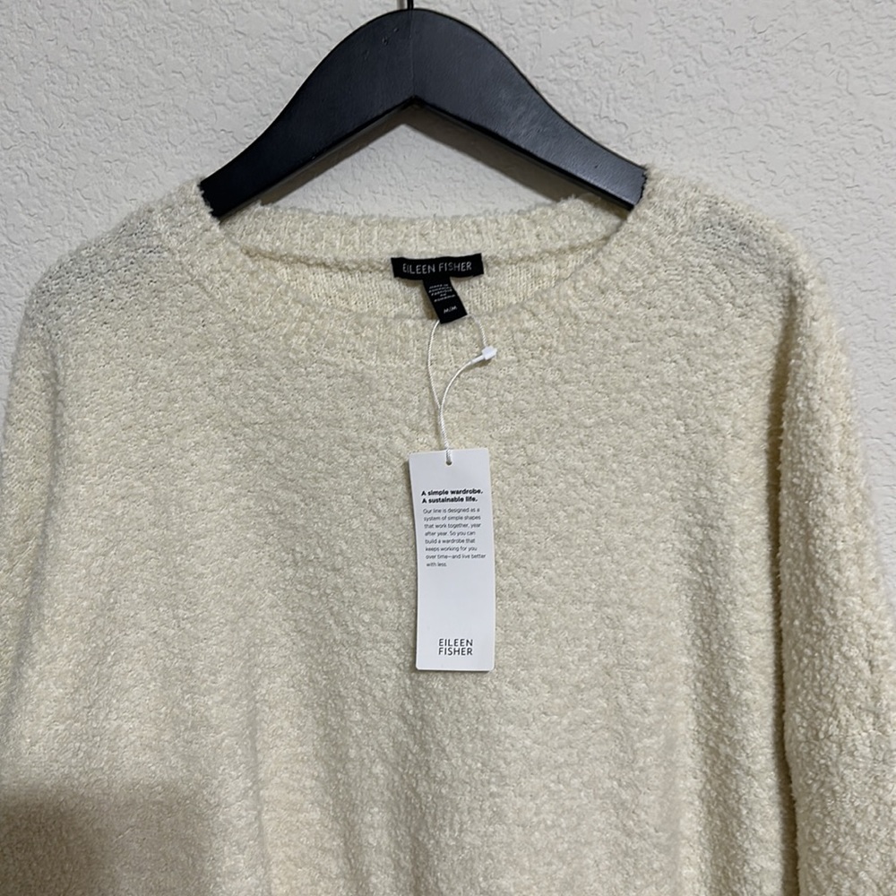 NWT EILEEN FISHER Cotton Boucle Crew Neck Box-Top - Picture 8 of 9